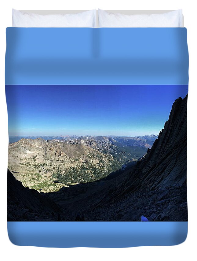 Longs Duvet Cover featuring the photograph Longs Peak Trough by Trent Mallett