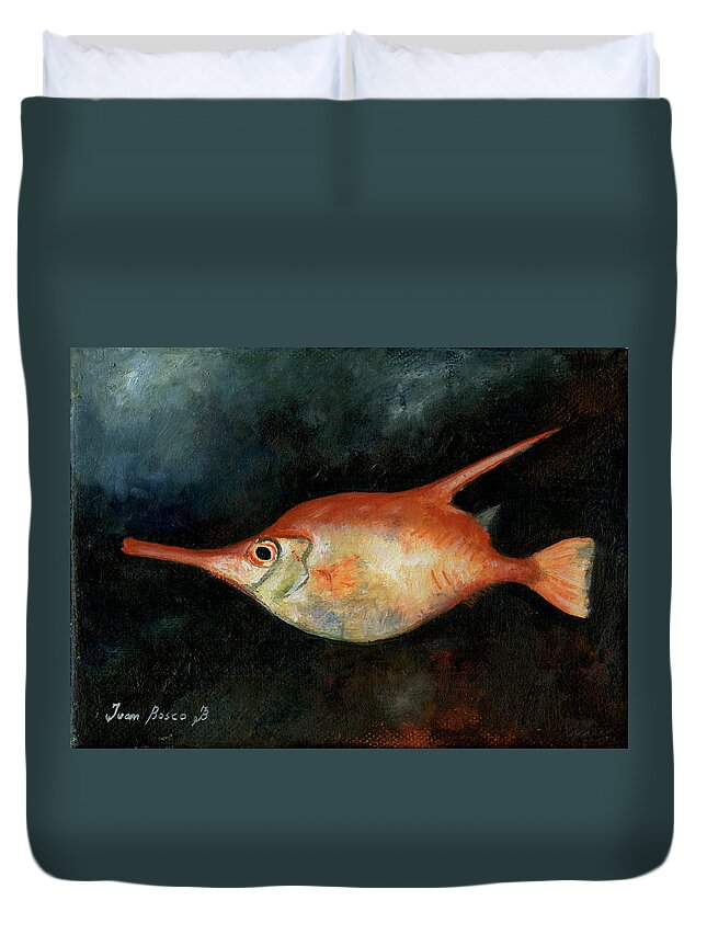 Snipefish Duvet Cover featuring the painting Longspine snipefish by Juan Bosco
