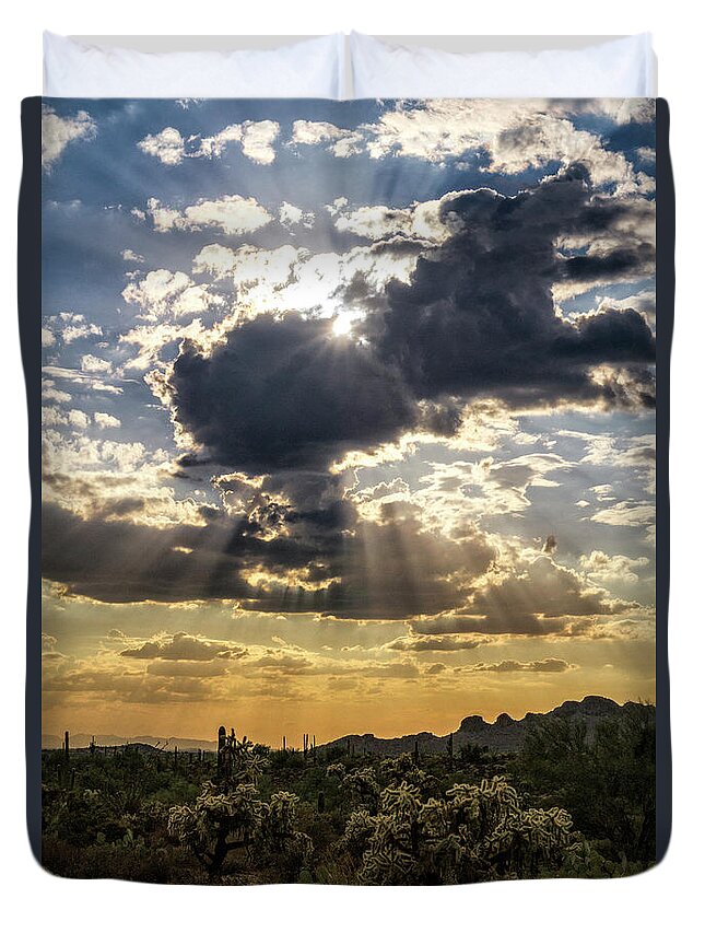 Sunset Duvet Cover featuring the photograph Look Up in the Clouds by Saija Lehtonen