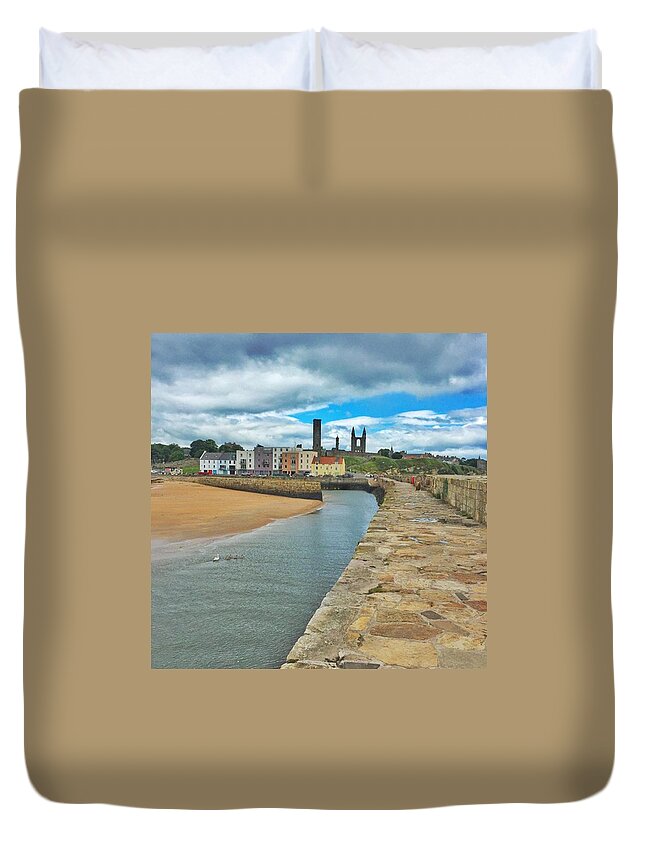 Standrews Duvet Cover featuring the photograph Looking Back To The St Andrews Skyline by Katie Farquhar