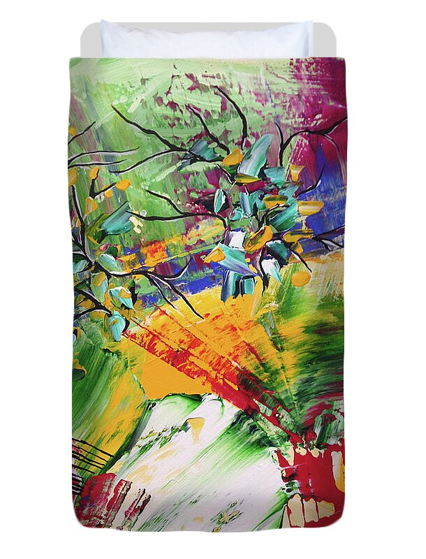 Abstract Duvet Cover featuring the painting Looking Beyound The present by Sima Amid Wewetzer