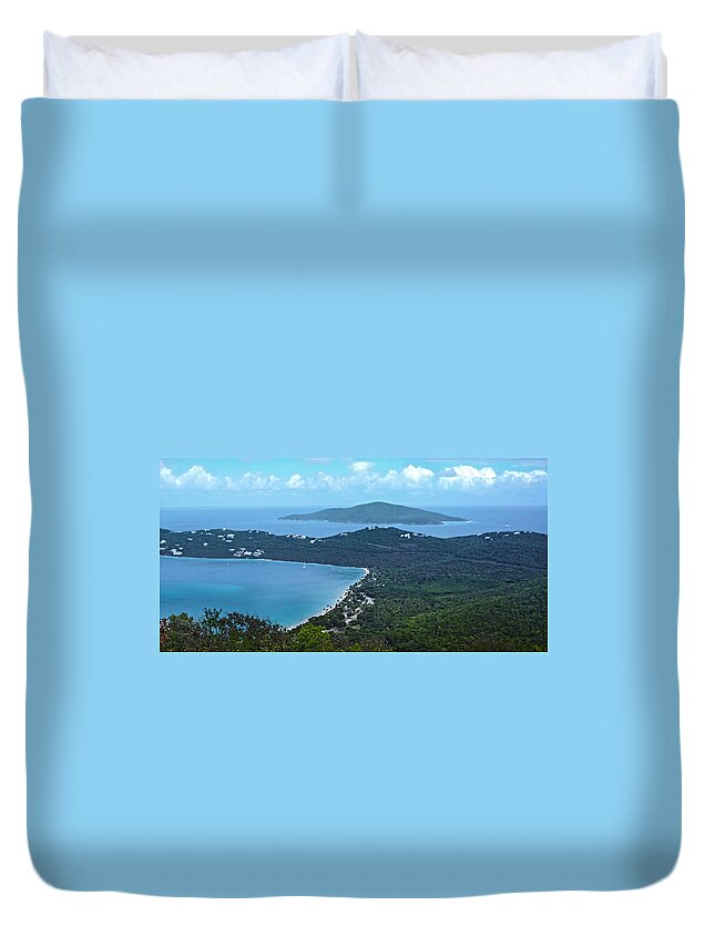 Bay Duvet Cover featuring the photograph Looking Down on a Tropical Bay by Judy Hall-Folde