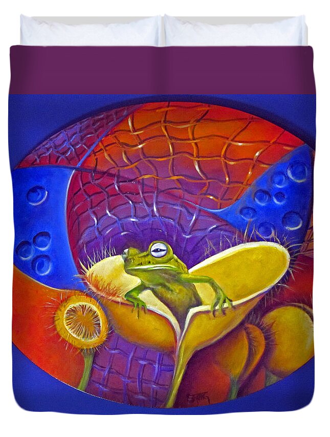 Curvismo Duvet Cover featuring the painting Looking For Miss Piggy by Sherry Strong