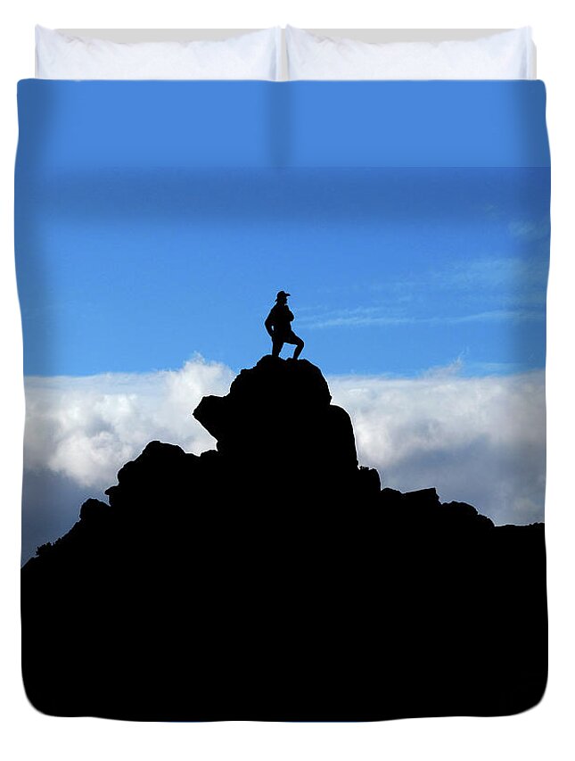 The Walkers Duvet Cover featuring the photograph The Summit Hunter by The Walkers