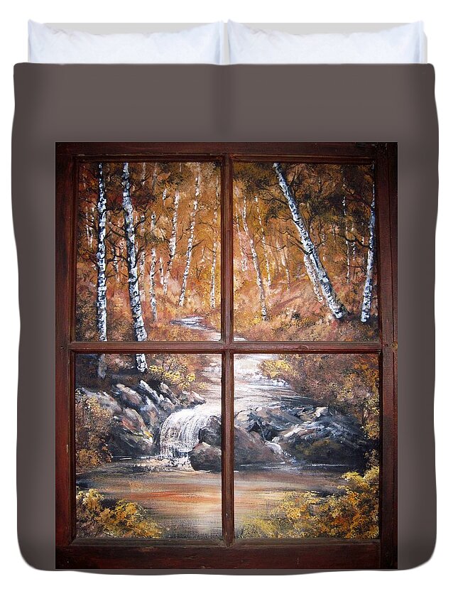Landscapes Duvet Cover featuring the painting Looking out by Megan Walsh