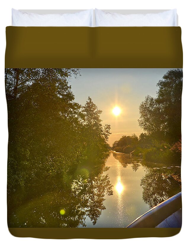 Boat Duvet Cover featuring the photograph Loosdrecht Boat Trip by Frans Blok