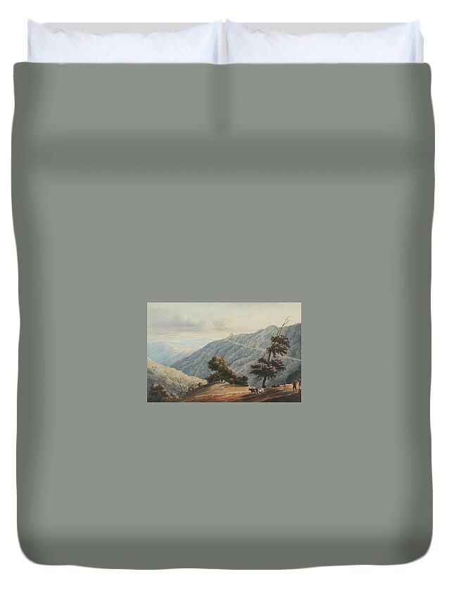 A.f. White Fl. 1831 Lord Dalhousie's Residence At Simla Duvet Cover featuring the painting Lord Dalhousie S Residence At Simla by A F White