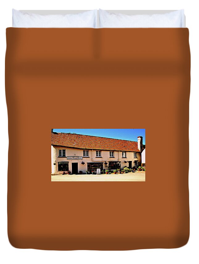 Places Duvet Cover featuring the photograph Lorna Doone Farm House by Richard Denyer