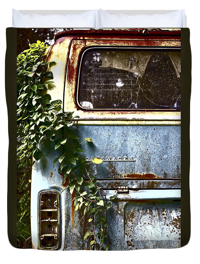 Vw Bus Duvet Cover featuring the photograph Lost In Time by Carolyn Marshall