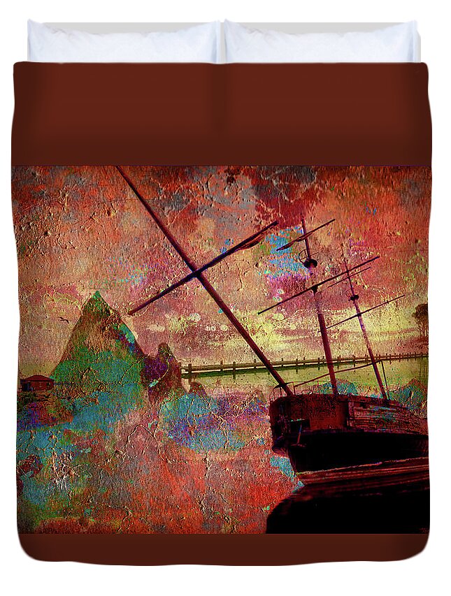 Island Duvet Cover featuring the digital art Lost Island by Greg Sharpe