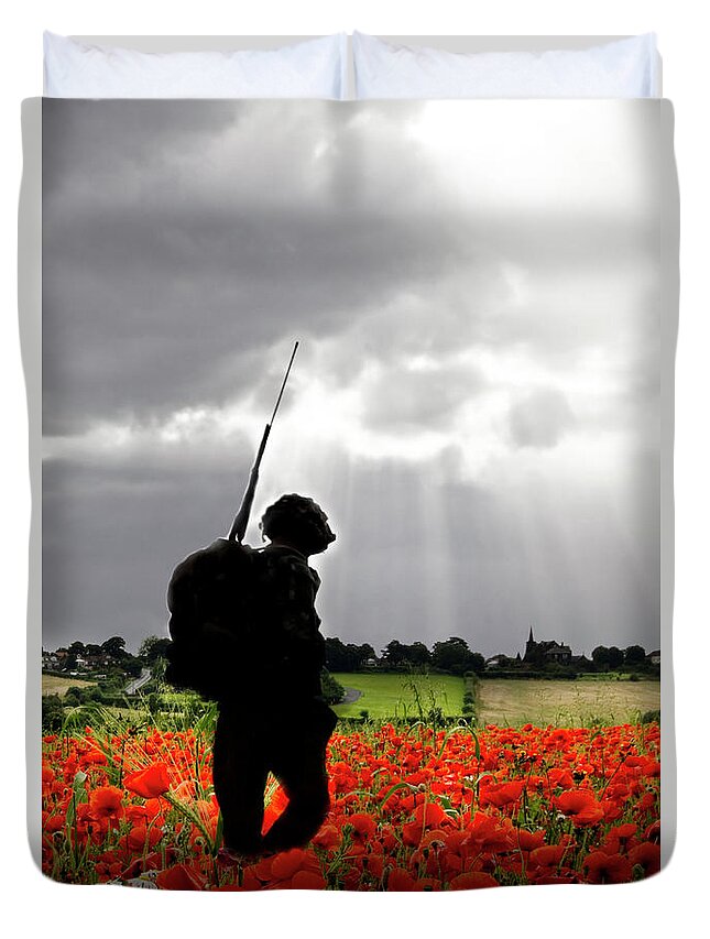 Soldier Duvet Cover featuring the digital art Lost Soldier by Airpower Art
