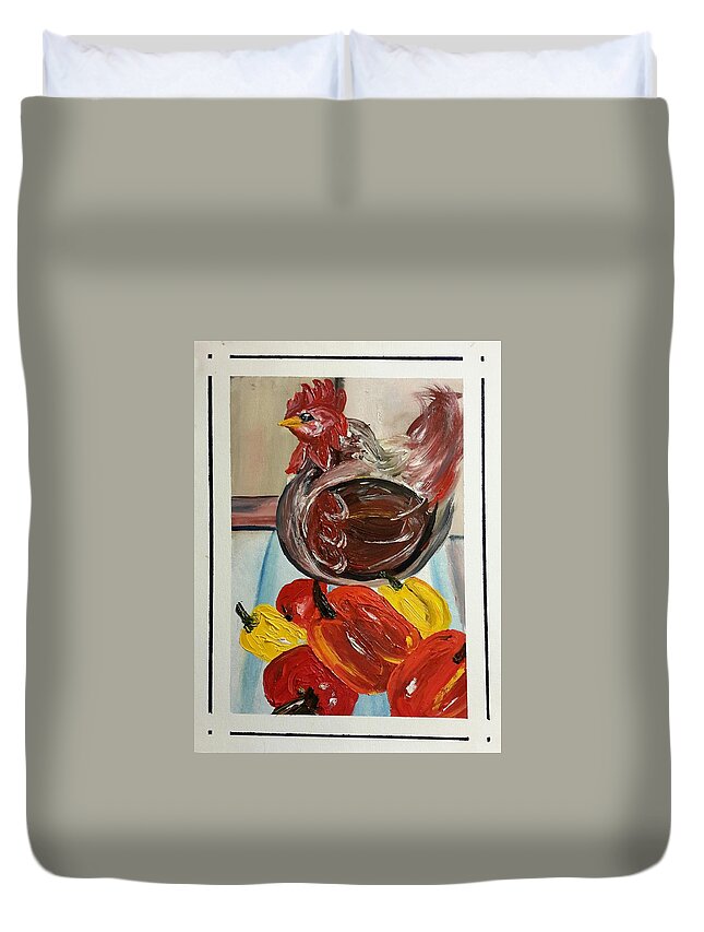 Chicken Duvet Cover featuring the painting Lost Soul #24 by Cheryl Nancy Ann Gordon