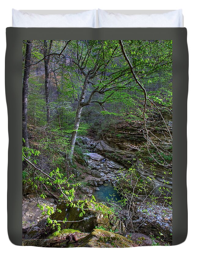 Lost Valley Canyon Duvet Cover featuring the photograph Lost Valley Canyon Buffalo National River by Michael Dougherty