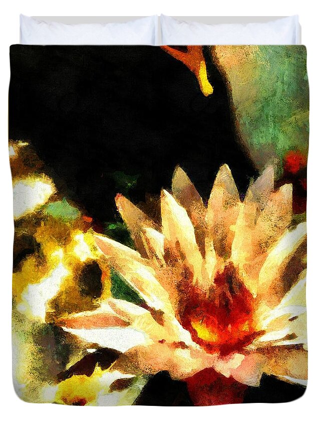 Flower Duvet Cover featuring the painting Lotus by Lelia DeMello