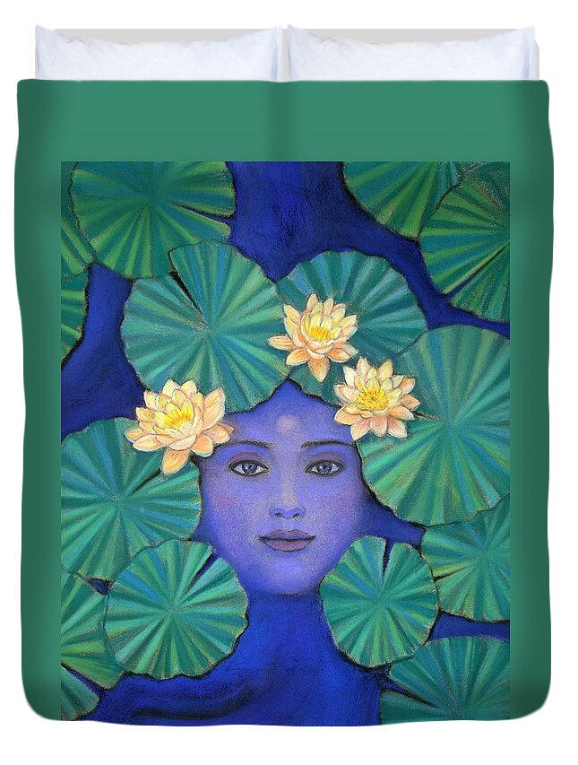 Zen Duvet Cover featuring the painting Lotus Nature by Sue Halstenberg