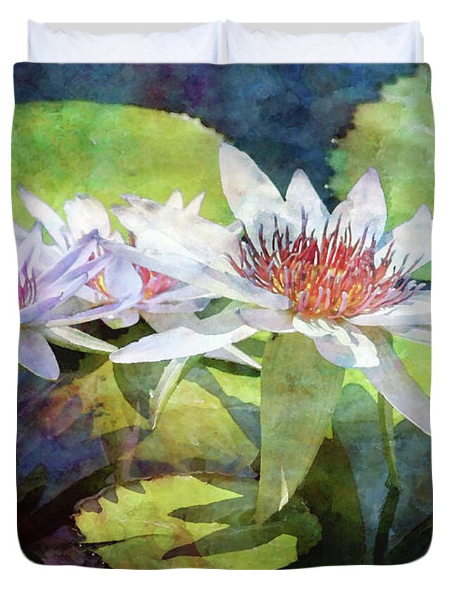 Lotus Trio Duvet Cover featuring the photograph Lotus Trio 2923 IDP_2 by Steven Ward