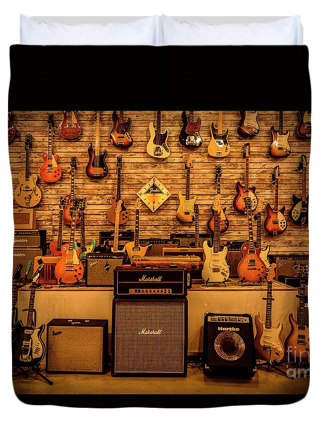 Guitar Duvet Cover featuring the photograph Loud Corner by Ksenia VanderHoff