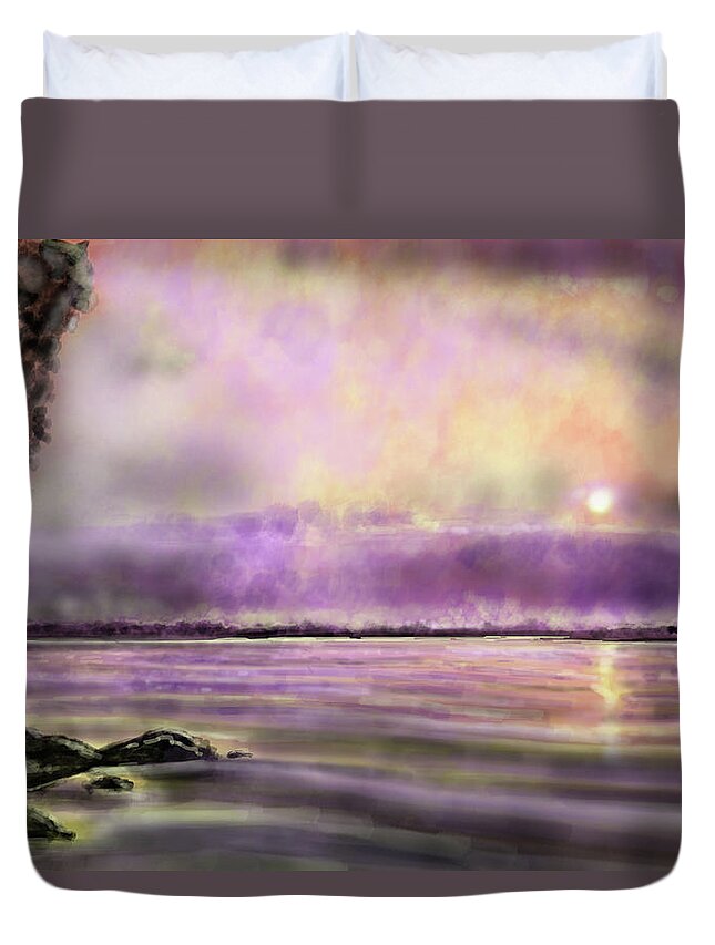 Landscape. Lough Erne Duvet Cover featuring the painting Lough Erne by Rob Hartman