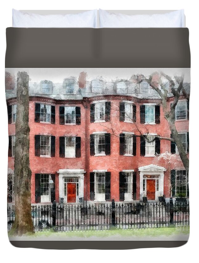 Boston Duvet Cover featuring the photograph Louisburg Square Beacon Hill Boston by Edward Fielding