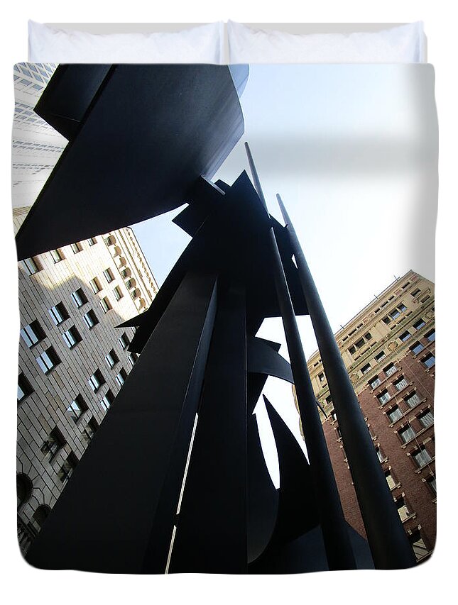 New York Duvet Cover featuring the photograph Louise Nevelson Plaza 1 by Randall Weidner