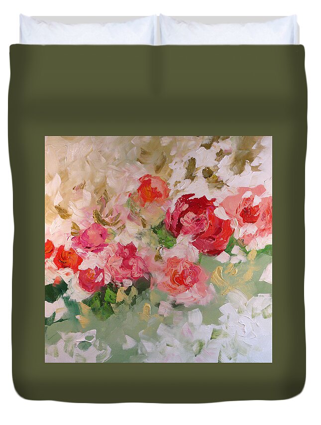 Art Duvet Cover featuring the painting Love Always by Linda Monfort