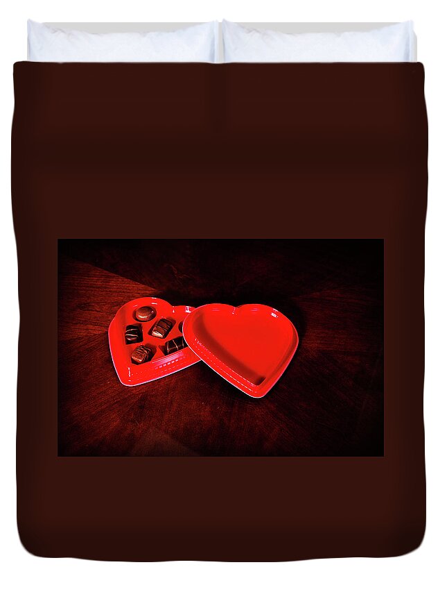 Candy Duvet Cover featuring the photograph Love and Chocolate by Charles Benavidez