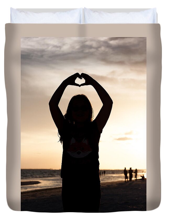 Beach Duvet Cover featuring the photograph Love at the Beach by Bryon Haycook
