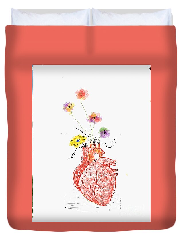 Smartphone Drawing Duvet Cover featuring the digital art Love gift by Subrata Bose