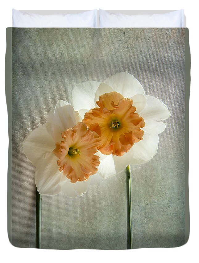 Daffodil Duvet Cover featuring the photograph Love In Bloom by Marina Kojukhova