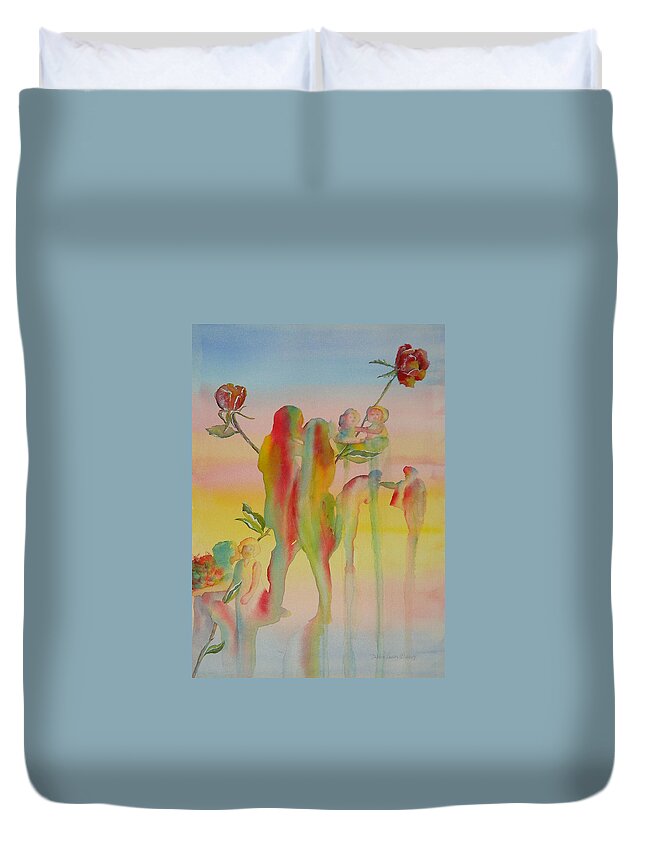 Love Duvet Cover featuring the painting Love is Eternal by Debbie Lewis