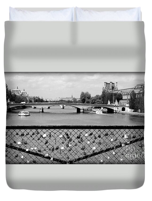 Locks Duvet Cover featuring the photograph Love Locks over the Seine by Carol Groenen