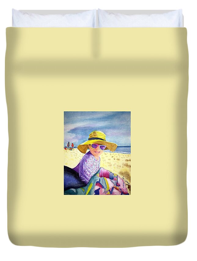 Beach Duvet Cover featuring the painting Love My Grandma's Hat by Sue Carmony
