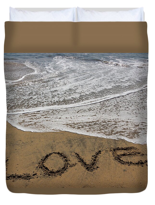 Abstract Duvet Cover featuring the photograph Love On The Beach by Heidi Smith