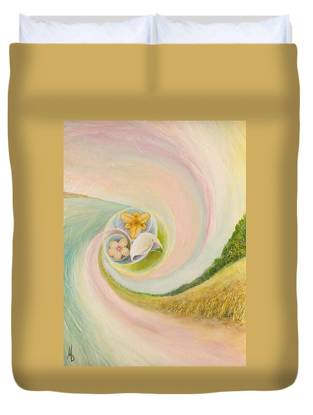 Love Story Duvet Cover featuring the painting Love Story by Marc Dmytryshyn