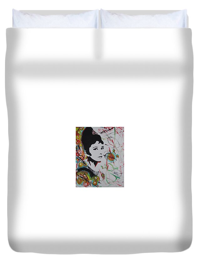 Audrey Hepburn Duvet Cover featuring the painting Lovely Hepburn by Antonio Moore