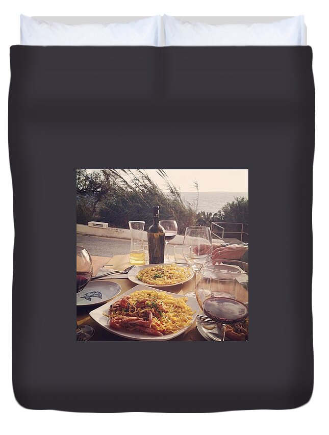 Europe Duvet Cover featuring the photograph A Seaside Lunch by Sacha Kinser