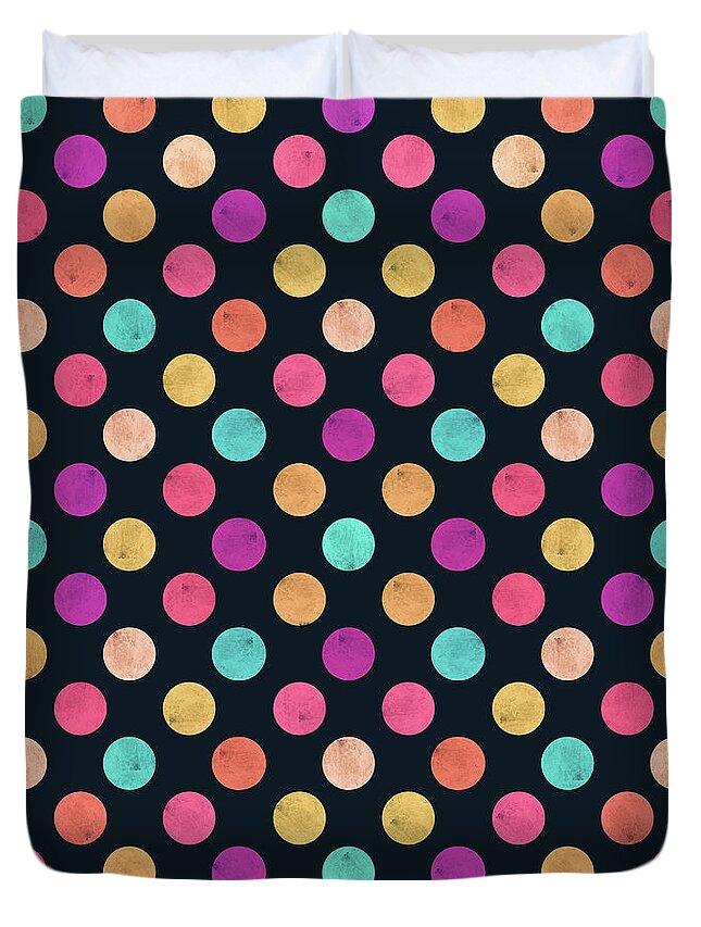 Watercolor Duvet Cover featuring the digital art Lovely Polka Dots by Amir Faysal