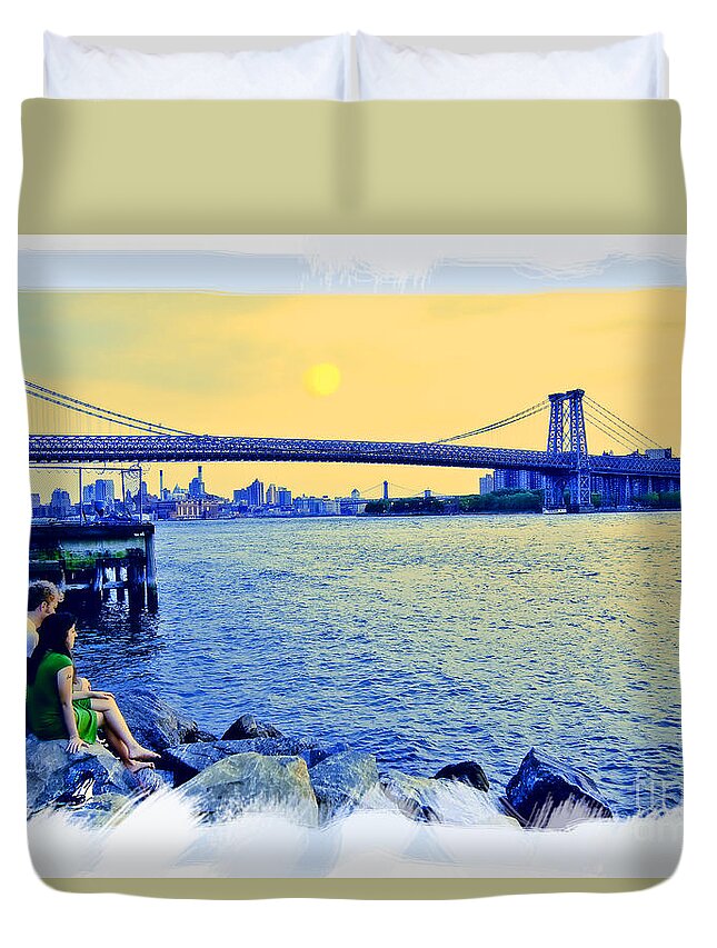 Man Duvet Cover featuring the photograph Lovers On The Rocks by Madeline Ellis