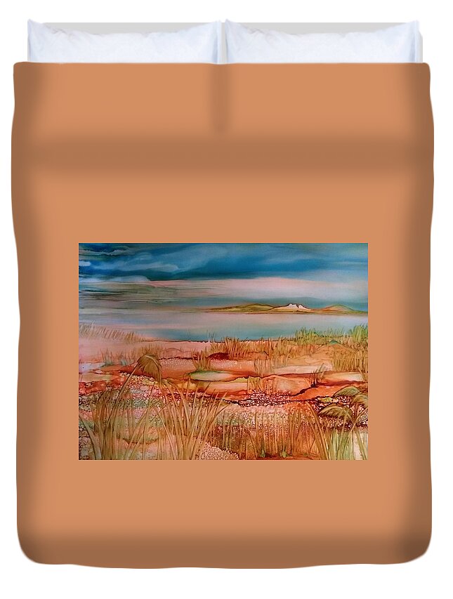 Cape Cod Duvet Cover featuring the painting Low Tide by Betsy Carlson Cross