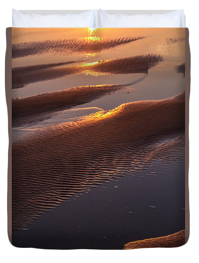 Beach Duvet Cover featuring the photograph Low Tide Golden Sands by Heiko Koehrer-Wagner