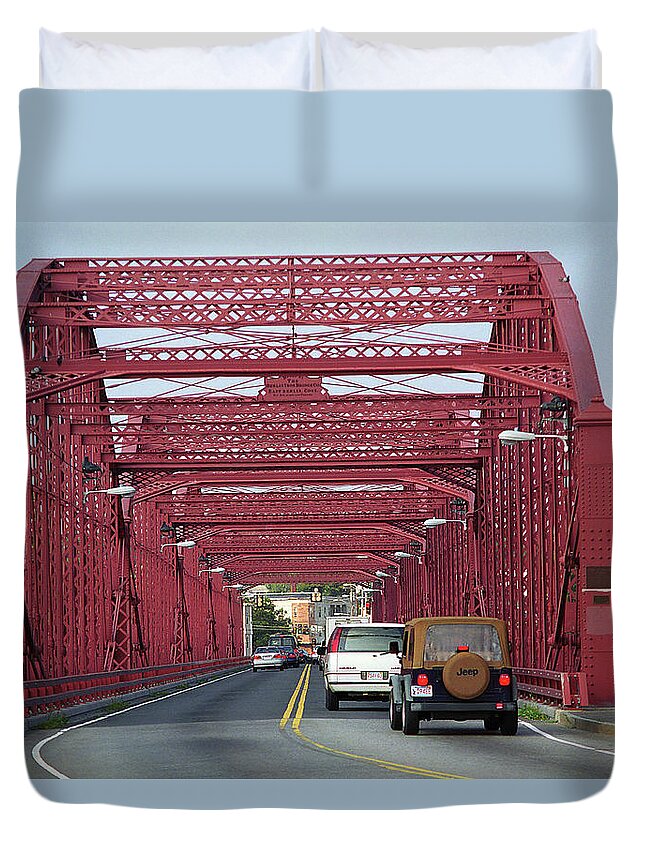 Aiken Duvet Cover featuring the photograph Lowell, MA - Aiken Street Bridge by Frank Romeo