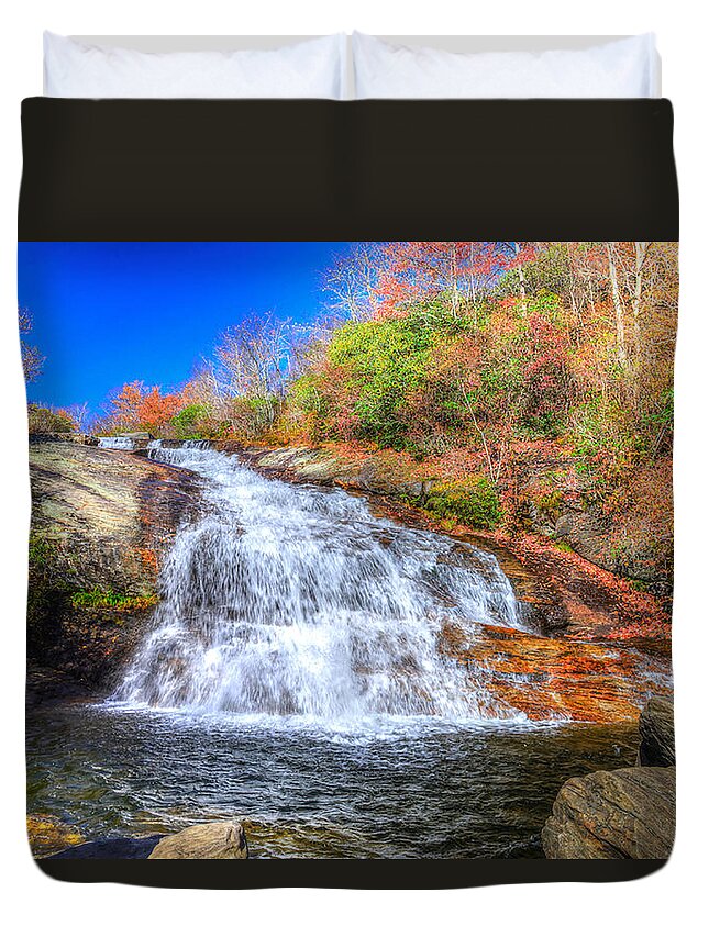 Lower Falls Duvet Cover featuring the photograph Lower Falls at Graveyard Fields by Don Mercer