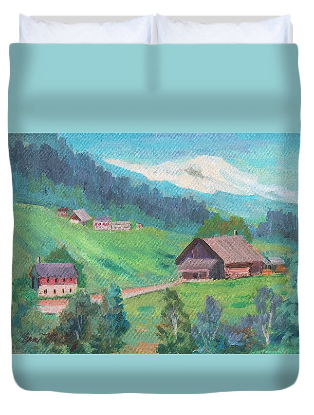 Lucerne Duvet Cover featuring the painting Lucerne Countryside by Diane McClary