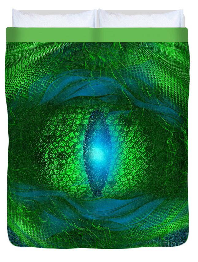 Lucky Duvet Cover featuring the digital art Lucky Dragon's Eye by Giada Rossi