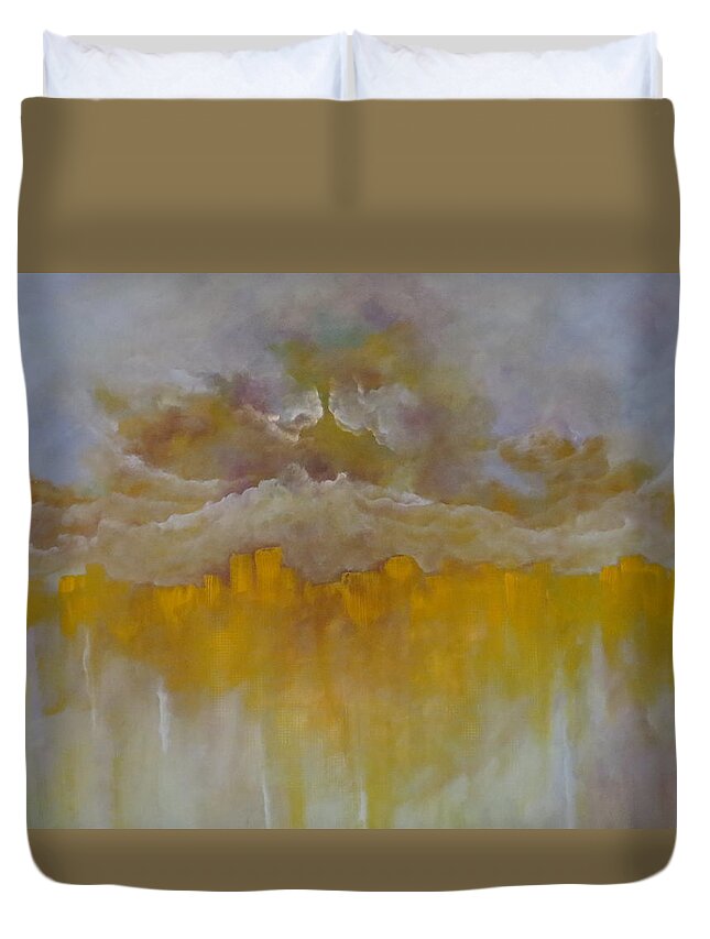 Abstract Duvet Cover featuring the painting Luminescence by Soraya Silvestri