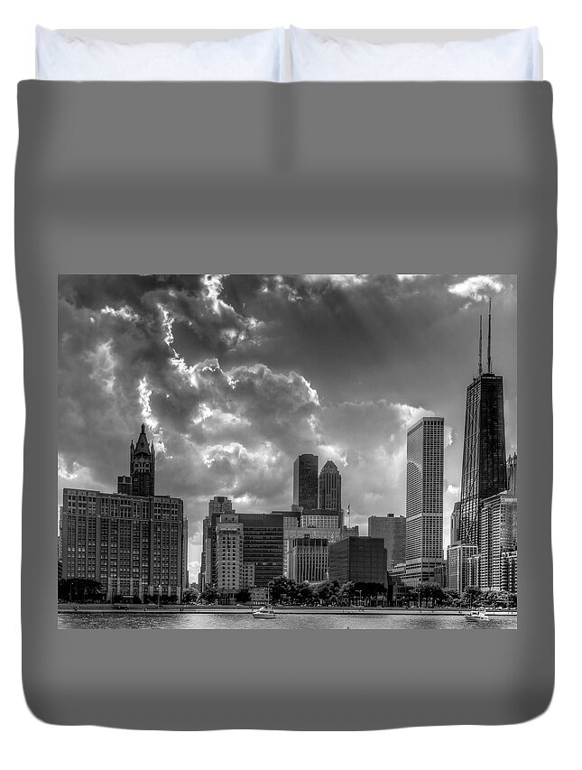 Chicago Duvet Cover featuring the photograph Luminous Chicago by John Roach