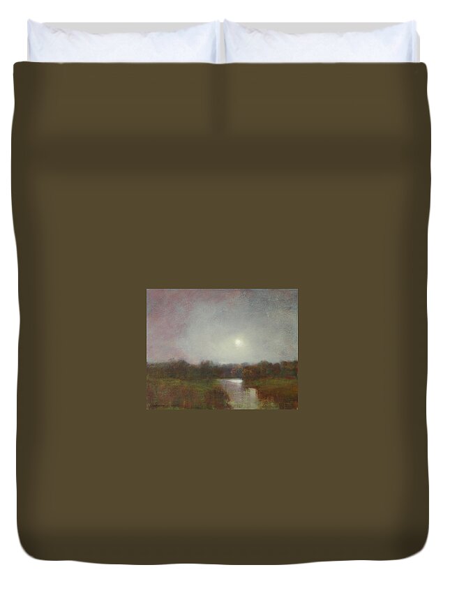 Moon Duvet Cover featuring the painting Lunar 14 by David Ladmore