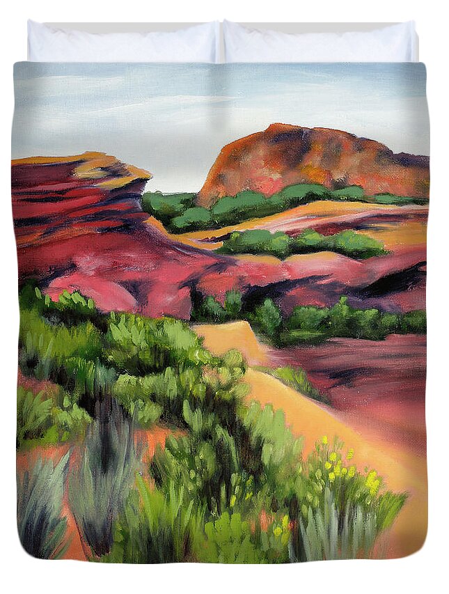Landscapes Duvet Cover featuring the painting Luscious Rocks by Sandi Snead