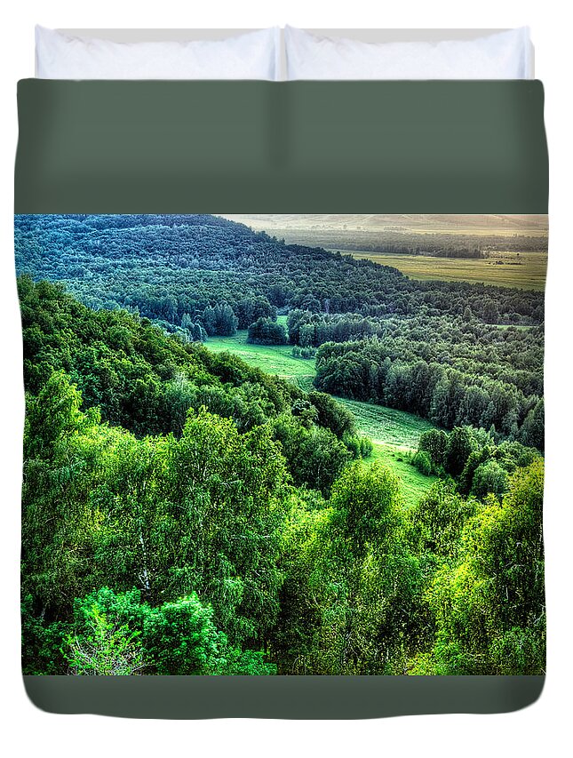Above Duvet Cover featuring the photograph Lush Green Forest by John Williams