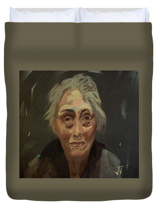 Portrait Duvet Cover featuring the digital art Lydia by Jim Vance
